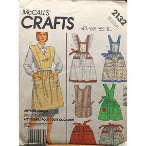 UNCUT Vintage McCalls Crafts Apron Pattern 2132 Anytime Aprons One Size Fits All